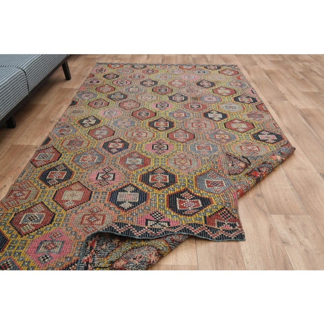 1970s Vintage Turkish Oushak Handmade Wool Cotton Colorful Runner Rug For Sale In San Francisco - Image 6 of 11