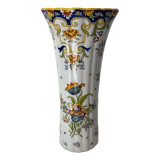 French Art Nouveau Vase with Vegetal Patterns from Rouen, 1900 For Sale