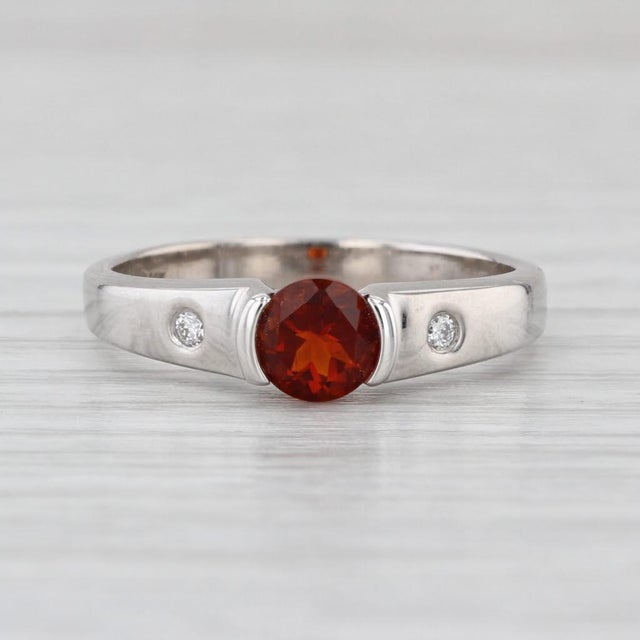 Modern 0.44ctw Madeira Citrine Diamond Ring 14k White Gold Size 6.25 Stackable For Sale - Image 3 of 8