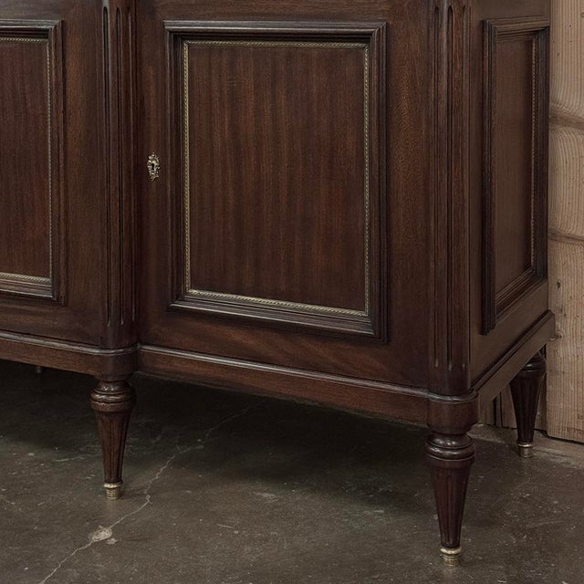 French Louis XVI Style Carrara Marble Top Mahogany Four Door Buffet For Sale In Dallas - Image 6 of 18