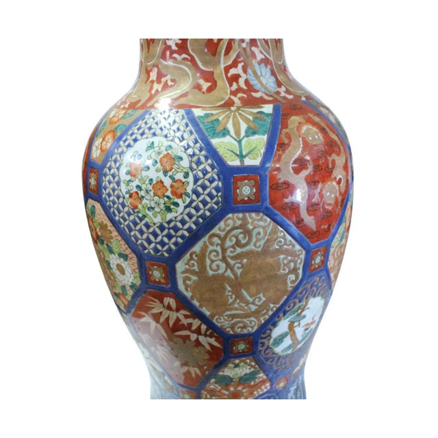 Ceramic Vintage Chinese Oriental Imari Mixed Color Porcelain Decor Vase For Sale - Image 7 of 9