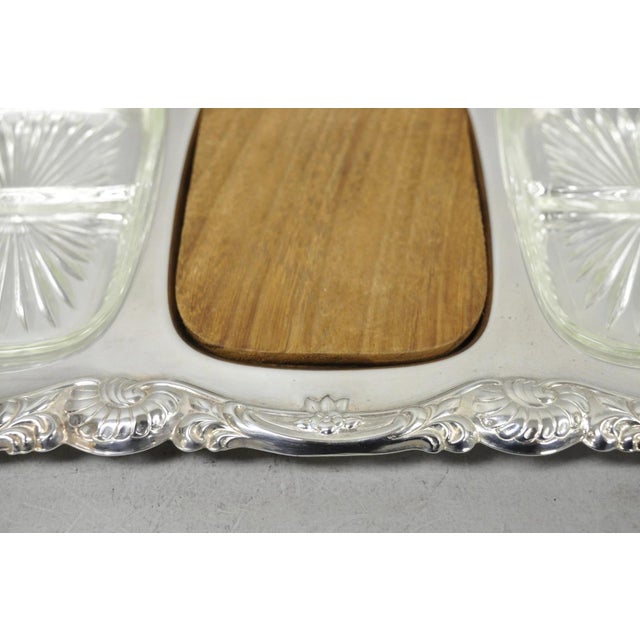 Mid 20th Century Mid 20th century Newport Gorham Yb157 Silver Plated 3 Section Cheese Cracker Serving Platter Tray For Sale - Image 5 of 11