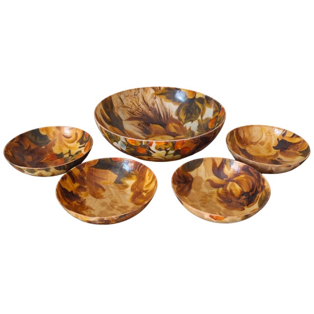 Brown LastChance!Vintage Traymold California Fiberglass Salad Bowl Set - Five Pieces For Sale - Image 8 of 10