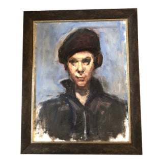 Original Contemporary Robert Henri Style Portrait Painting Framed For Sale