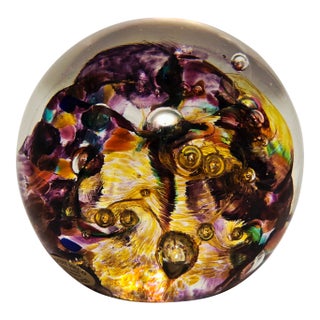 Mid 20th Century Vibrant Signed Robert Held Art Glass Paperweight – Canada For Sale