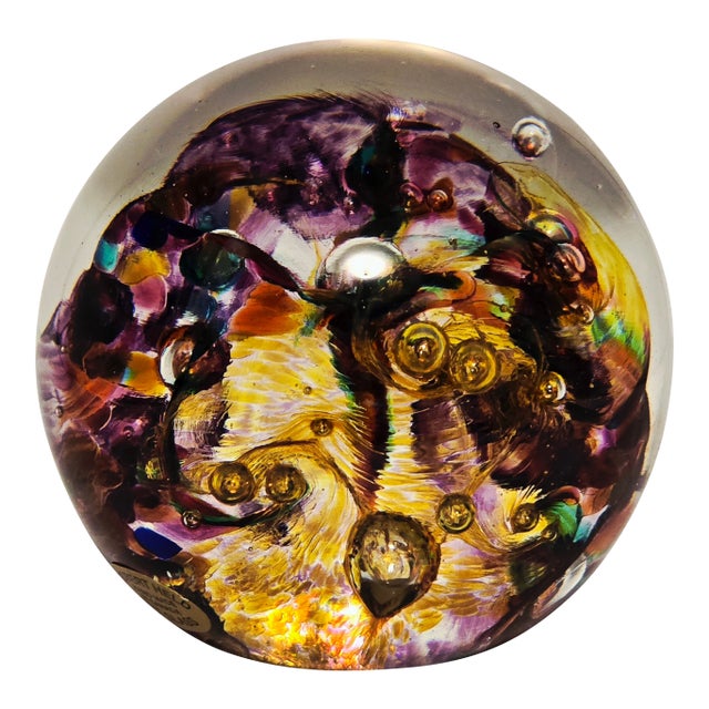 Mid 20th Century Vibrant Signed Robert Held Art Glass Paperweight – Canada For Sale