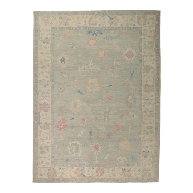Oushak Style Area Rug, 10'01 X 13'09 For Sale