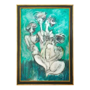 1995 Matthew Carone Abstract Expressionist Gestural Figurative Oil Painting, Framed