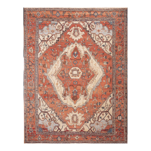 Radiant Orange Terra Cotta Color With Great Medallion Design Antique Serapi Rug