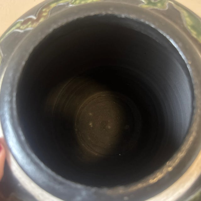 Vase --1970s Large Round Raku Vase For Sale - Image 4 of 9