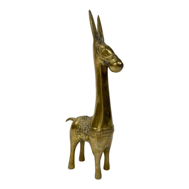 Vintage Decorated Brass Burro Figure For Sale