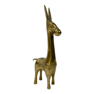 Vintage Decorated Brass Burro Figure