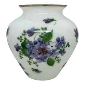 Vintage Consolidated Phoenix Glass Handpainted Regent Violets Art Glass Vase