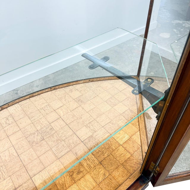 Antique Curved Glass Display Cabinet Wooden Showcase, 1890s For Sale - Image 14 of 18