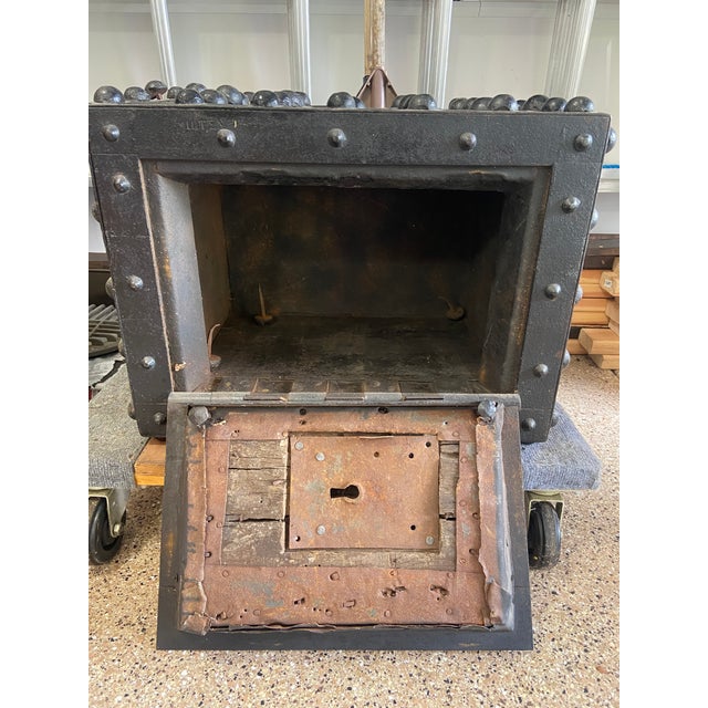 1910s Antique Riveted Iron Safe - Sandwich, Il Antique Fair Find For Sale - Image 5 of 6