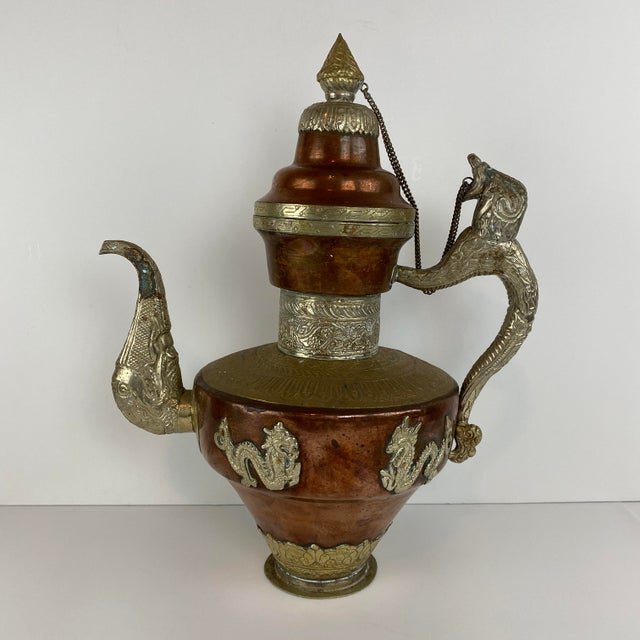 Antique 19th Century Large Tibetan Copper & Brass Teapot Chairish