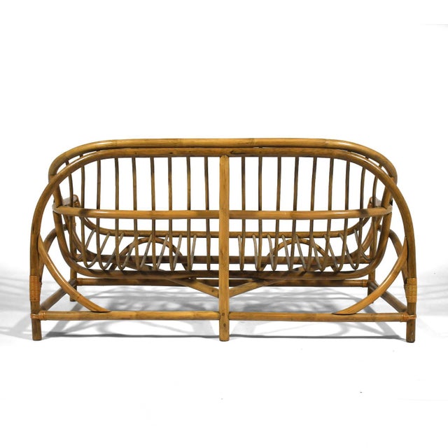 Wood Rattan Sofa by Clark Casual For Sale - Image 7 of 10