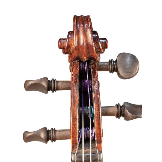 Art Deco Antique Full-Size Violin Labeled 'Nicholas Amatus' With 2002 Beckett & Blackerby Appraisal, Case & Bow For Sale - Image 3 of 8