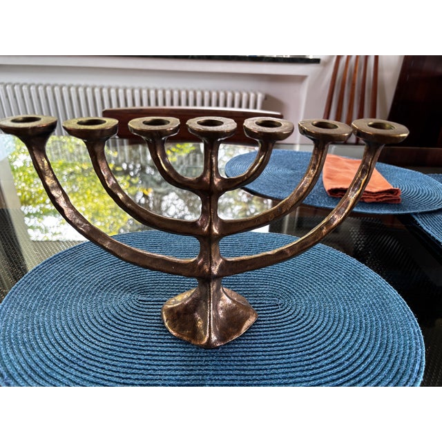1960s Brutalist Bronze Menora attributed to Michael Harjes, 1960 For Sale - Image 5 of 12