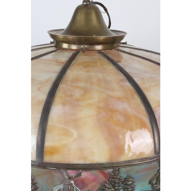 1910s Windmill Caramel Slag Glass Pendant Light For Sale - Image 9 of 12