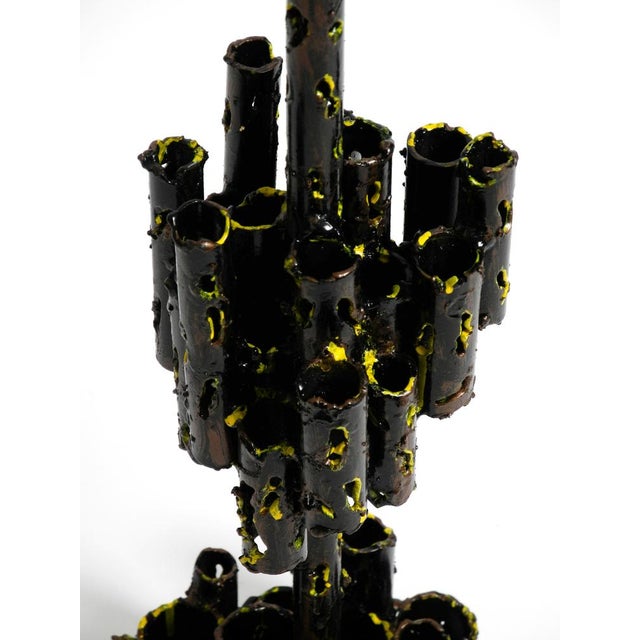Metal Large Italian Sculptural Brutalist Iron Candleholder by Marcello Fantoni, 1950s For Sale - Image 7 of 14
