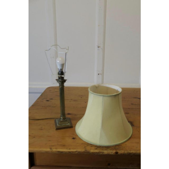 Metal Single Column French Brass Table Lamp, 1920s For Sale - Image 7 of 8