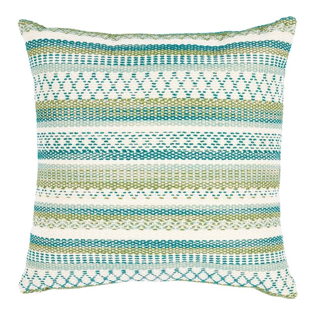 Schumacher Fremont Indoor/Outdoor 22" Pillow in Green For Sale