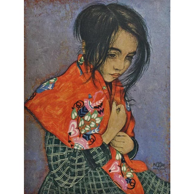 Walter SAUER (1889-1927) Little girl with a headscarf, 1930 Offset and spot color printing Signed in the plate Limited to...