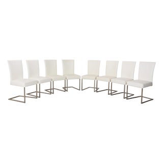 Cream Leather Chairs from Musterring, Set of 8 For Sale