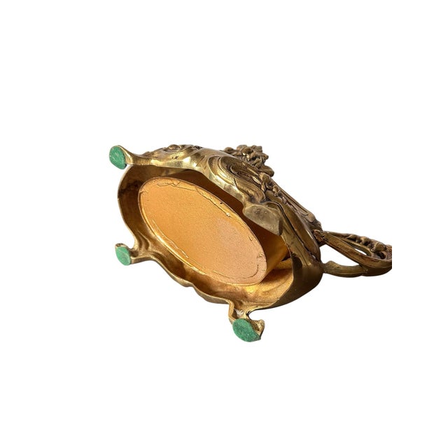 Metal Antique Art Nouveau Brass Jardinière Cachepot With Floral Relief & Pierced Handles, C. 1900–1920 For Sale - Image 7 of 8