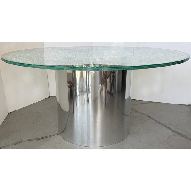 Vintage Steve Chase crackled glass dining or occasional table.Designed during the late 20th century (circa 1970s–1980s),...