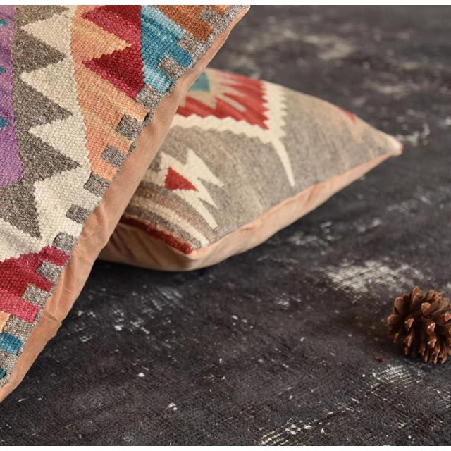 Multi-Colored Geometric Striped Woven Cushion - 18 Inches For Sale In Des Moines, IA - Image 6 of 8