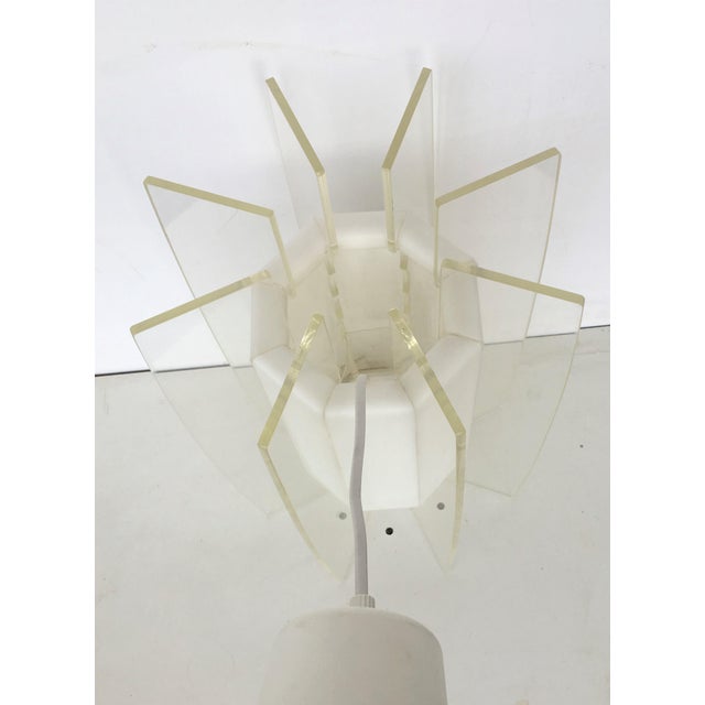 Mid-Century Modern Space Age Era White and Transparent Pendant Lamp For Sale - Image 10 of 13
