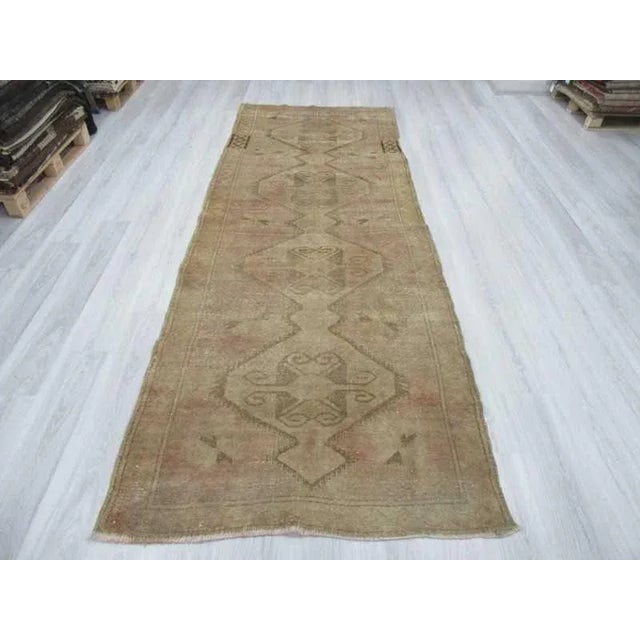 Mid-Century Modern Vintage Washed Out Turkish Runner Rug - 4′3″ × 11′9″ For Sale - Image 3 of 6