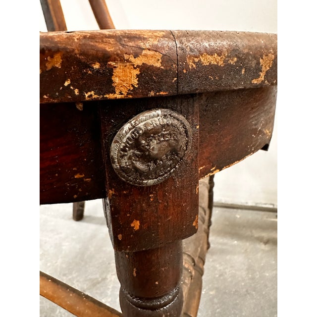 Rare 1873 Heywood Brothers (Heywood Wakefield) Solid Oak Chair Frames (2) For Sale - Image 9 of 12