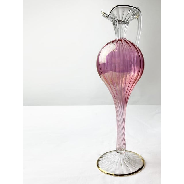 Gold Mid-Century Modern Murano Pink Venetian Glass Pitcher, 1940s For Sale - Image 8 of 14