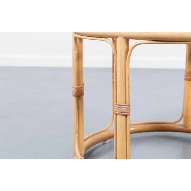 Wood Set of Vintage Bamboo Lounge Chair with Footstool For Sale - Image 7 of 12