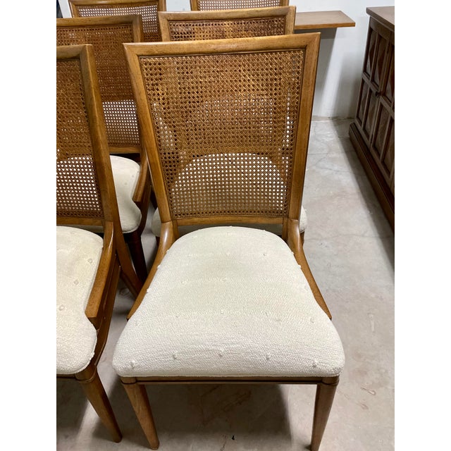1960s Vintage Henredon Custom Folio Three Cane Back Dining Chairs Set
