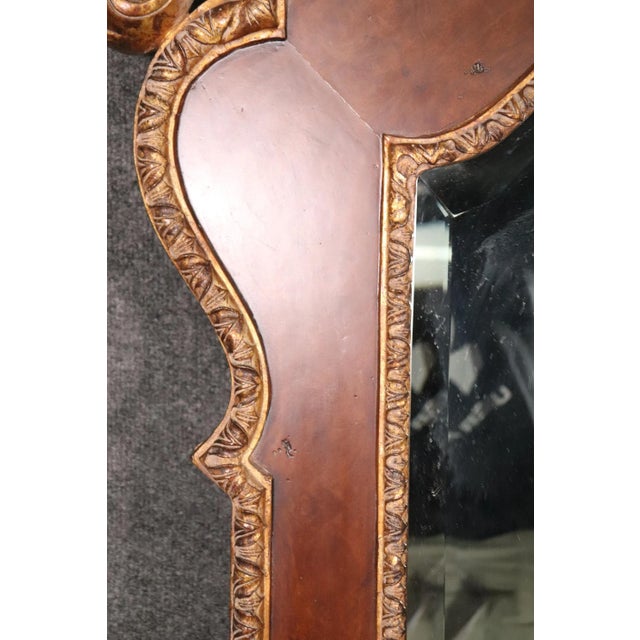 Wood Maitland Smith Style Georgian Solid Mahogany Gilded Wall Mirror For Sale - Image 7 of 11