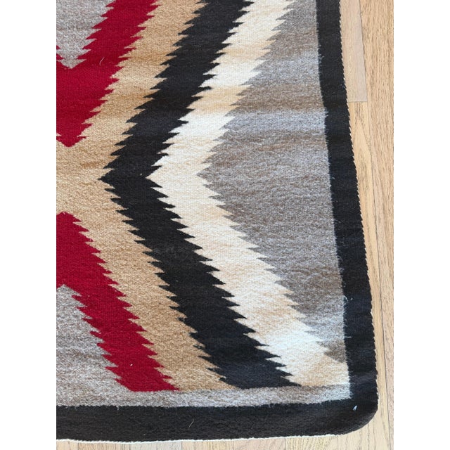 Rhythm of the Four Directions: A Mid-20th Century Navajo Chevron Rug, Handmade For Sale - Image 13 of 18