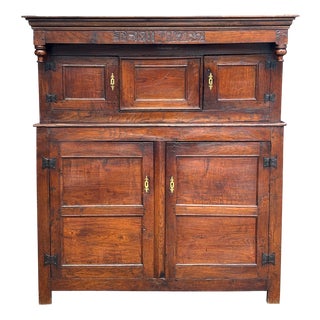 Antique English Elm Court Cabinet, 1757 For Sale