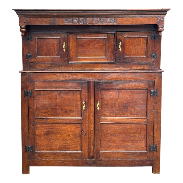 Antique English Elm Court Cabinet, 1757 For Sale