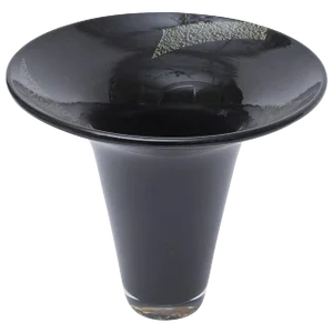 Vintage Murano Seguso Black Amethyst and Gold Foil Trumpet Glass Vase