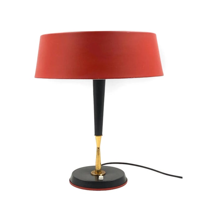 Oscar Torlasco, Mid-Century Red Table Lamp, Lumi, Italy 1954 For Sale - Image 10 of 12
