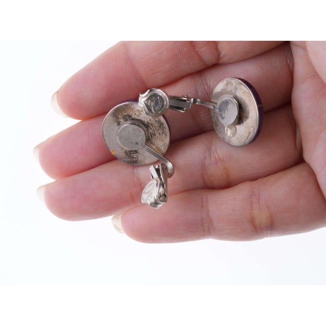 Julius Manuelito Southwestern Sterling Purple Stone Channel Inlay Necklace and e For Sale In Austin - Image 6 of 7