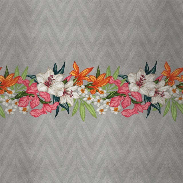 Contemporary Flowers and Chevron Fabric Wallcovering by Chiara Mennini for Midsummer-Milano For Sale - Image 3 of 3