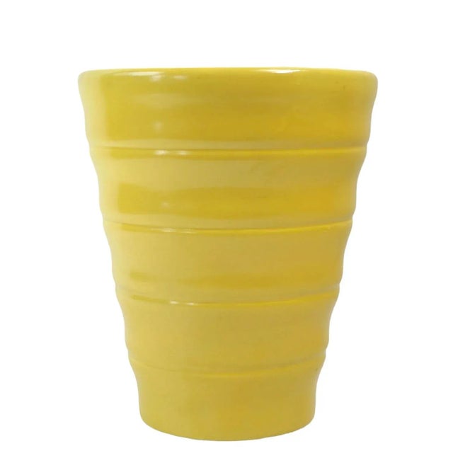 Bauer Mid Century Yellow Glaze Pottery Flower Vase Marked 715 For Sale - Image 4 of 8