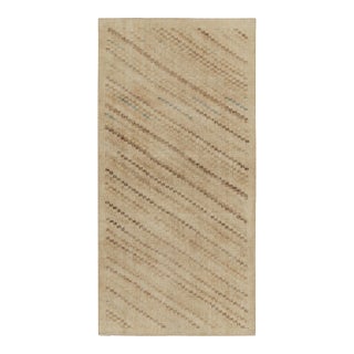 1960s Vintage Distressed Rug in Beige-Brown Geometric Pattern For Sale