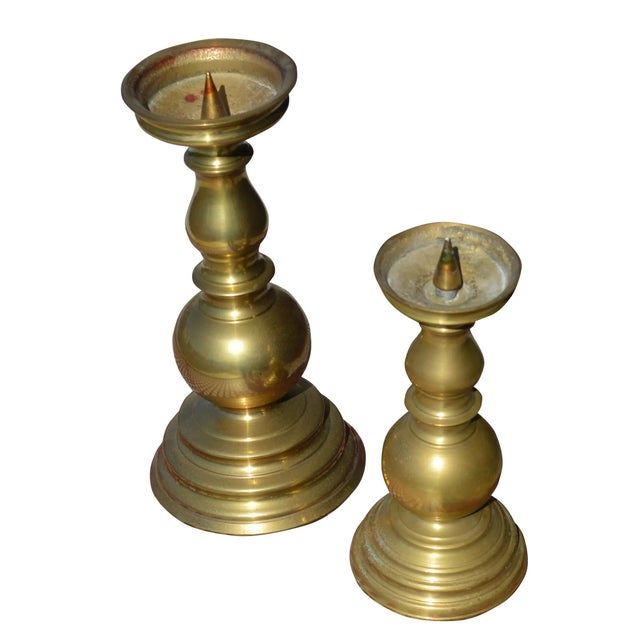 Set of 3 Brass Candle Holders In Various Sizes, Late 20th Century For Sale - Image 4 of 8