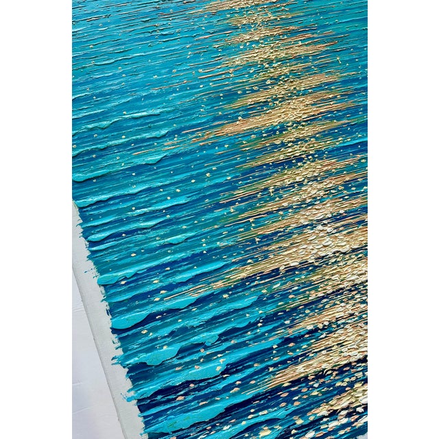 2020s Ocean Shimmer — Seascape Original Oil Painting, Unstretched, by Samuel H. (24" X 36") For Sale - Image 5 of 5